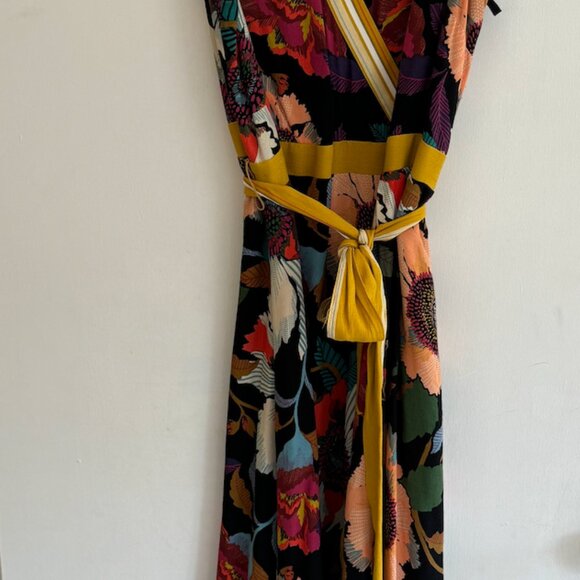 Anthropologie Maeve Floral Handkerchief Hem Wrap Dress sz16 - Picture 4 of 5